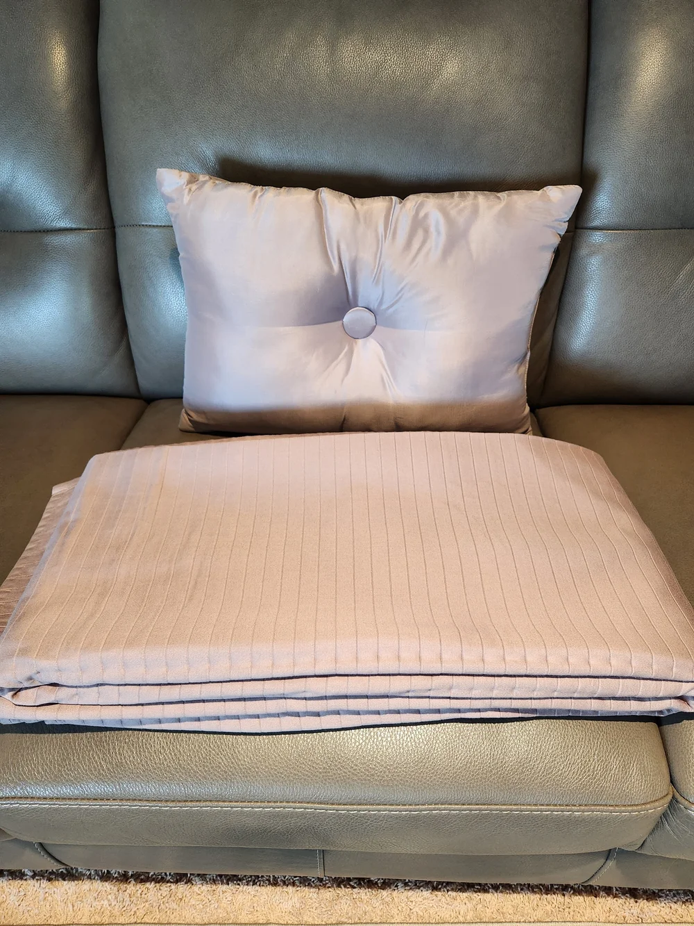 Soft Lavender Decorative Pillow and a Coverlet